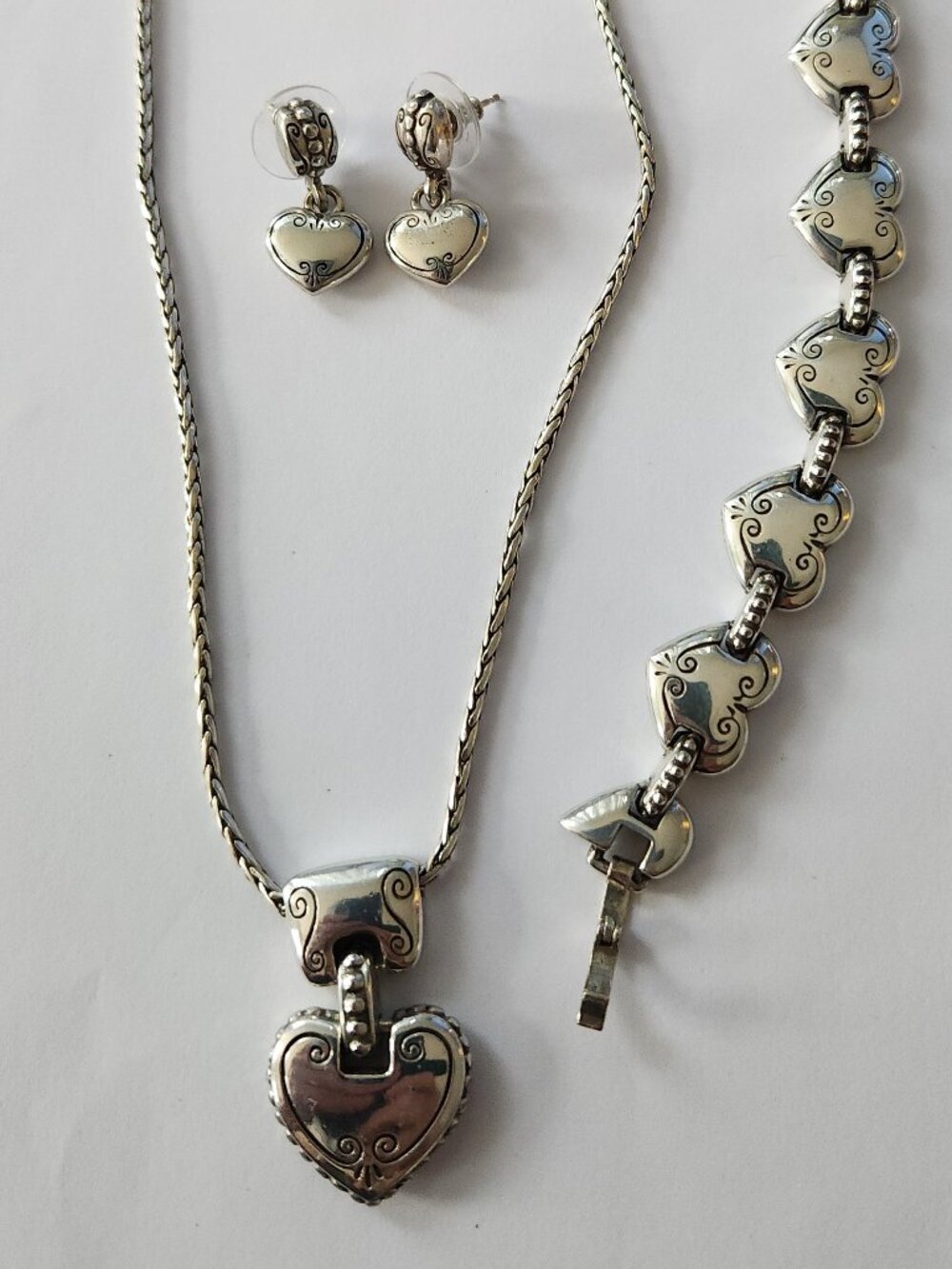 Brighton Cafe Au Lait Heart Pendant Necklace, Bracelet, and Earring Set